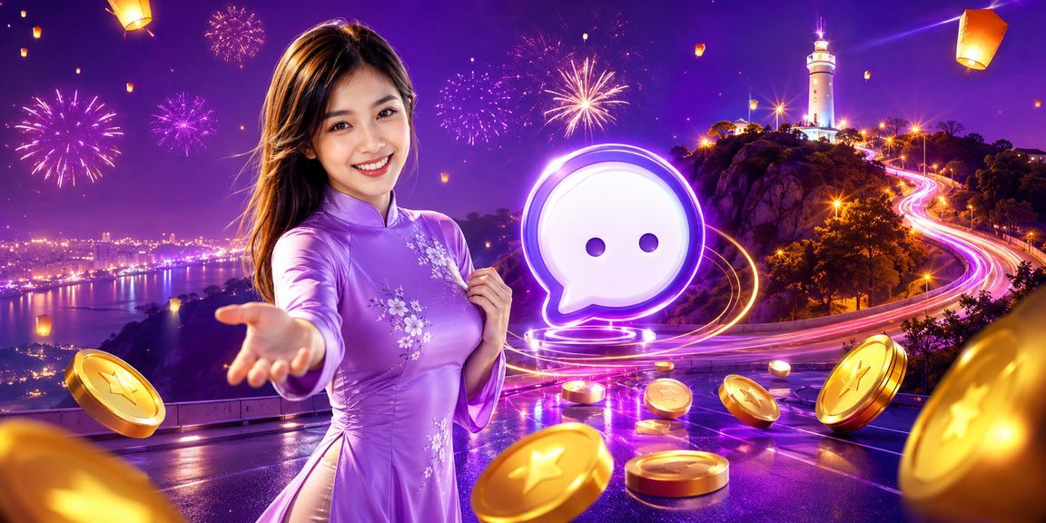 Quầy điểm phát voucher tại Vũng Tàu với ánh đèn neon đỏ hồng